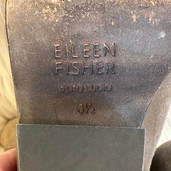 Eileen Fisher Peer Boot Shadow Taupe Suede Almond Toe Block Heel Ankle Bootie - Picture 13 of 14